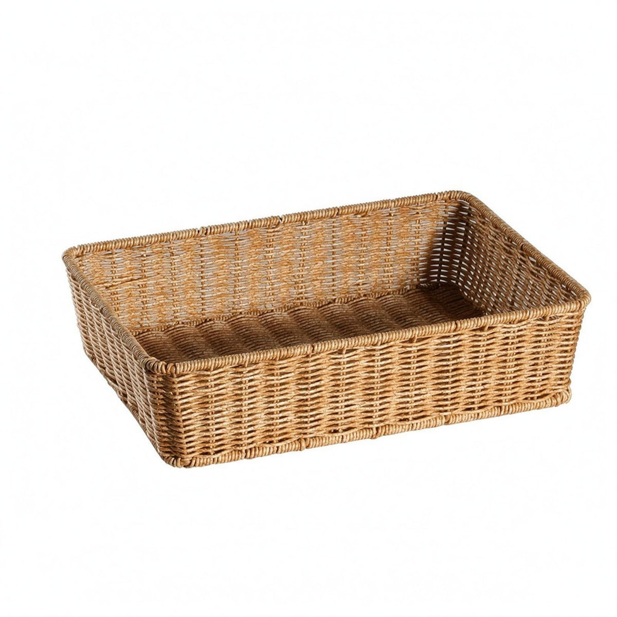 Rectangular Woven Basket Wicker-Style Shallow Basket Rustic Design for Kitchen