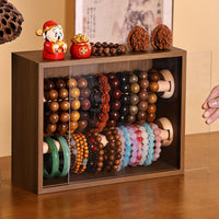 Solid Wood Jewelry Storage Box for Bracelets, Bangles, and Chains, Walnut, Large Capacity with Lid, Dustproof