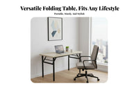 Folding Desk Foldable Design Folding Computer Desk Reinforced Steel Frame Rectangular Dining Table for Students, Crafters, Outdoor, Dorm Room, Bedroom