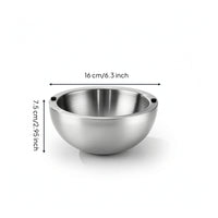 Stainless Steel Salad Bowl Brushed Metal Double-Layer Bowl for Kitchen, Dining Table