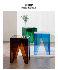 亚克力客厅边几茶几ins风可移动小床头柜小型创意轻奢现代简约 琥珀棕