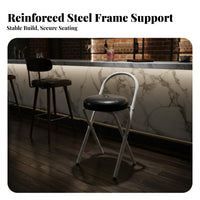Padded Folding Bar Stool with Backrest Built-in Footrest for Adults, Event Hosts