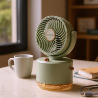 Desktop Cooling Fan Humidifier Top-Fill USB Humidifier Fan Textured Lighted Section for Office Desk