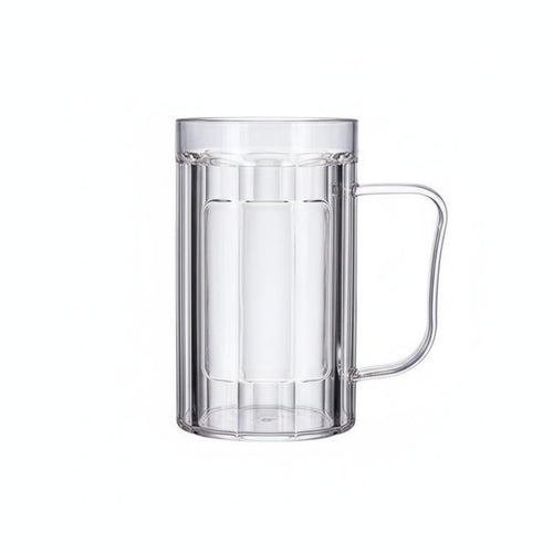 100 Pieces 500ml Thickened Beer Mug Easy to Clean Handled Beer Mug Transparent Plastic Stein Ergonomic Handle for KTV, Parties