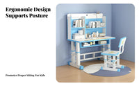 Adjustable Kids Desk Chair Set Rounded Corners Kids Desk and Chair Set children's Writing Table with Storage for Drawing, Home, Bedroom