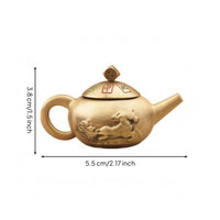 Mini Brass Teapot Decor Matte Finish Mini Teapot Decor Embossed Horse Motif