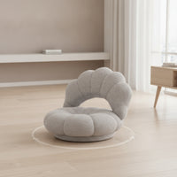 Scalloped Swivel Floor Chair Cushioned Floor Chair with Backrest Fuzzy Seat Low-Sitting for Adults, Teens, Reading Nook, Bedroom, Living Room, Small Apartments