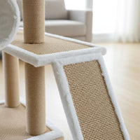 Allall-Inclusive Feline Tree with Scratching Post Rattan Mat Multi-Level Feline Tree Scratch-Resistant Pet Furniture Sturdy Construction for Cats, Kittens, Indoor