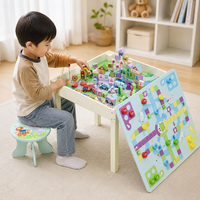Kids' Table with Storage, Multifunctional Activity Table for 7-14 Years Old, Play Table with Compartments