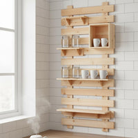 Wall Mounted Plant Shelf Solid Wood Multi Tier Display Rack Easy to Install