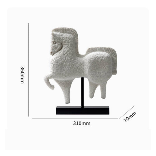 Sandstone Horse Statue Minimalist Rustic Style Modern Horse Sculpture Minimalist Design Steed Ornament for Hotel, Office, Desktop