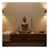 Resin Buddha Figurine Ornamental Buddha Statue Good Luck for Entryway
