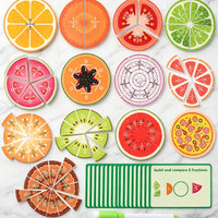 Fruit Fraction Math Toy Educational Fraction Circle Puzzle Bright Colors for Kids, Homeschool, Instruction Time