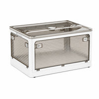 Foldable Bin with Doors Transparent Foldable Storage Box with Lid Space-Saving for Closet