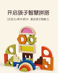 Wooden Rainbow Shadow Building Blocks for Kids