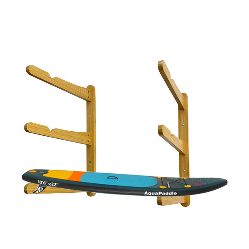 Wall-Mounted Surfboard Display Rack, 3-Tier Wooden Storage Shelf