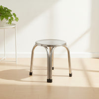 Compact Stainless Steel Stool Minimalist Stackable Stool Long-Lasting Furniture Non-Slip for Kitchen, Shop