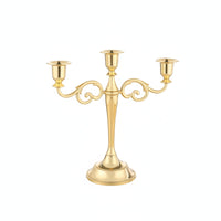 Three-Arm Candelabra Metal Candelabra with Weighted Base Polished for Wedding
