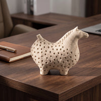 Horse Ornament with Terracotta Finish Textured Horse Statue Sculptural Animal Sculpture for Homeowners, Art Collectors, Shelf, Console Table, Entryway