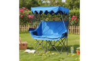 Double Seat Canopy Chair Backrest Portable Folding Loveseat Protection Outdoor Seating for Campers