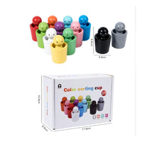 Developmental Sorting Toy with Cups Geometric Color and Shape Sorter Colorful Wooden Sorting Toy Fine Motor for Toddlers, Preschoolers, Classroom, Homeschool, Playroom