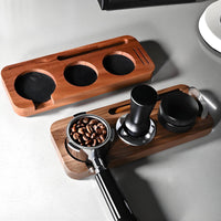 Walnut Tamper Station Solid Wood Coffee Tamping Stand Multi-Slot Design