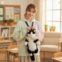 Cat Stuffed Backpack Skin-Friendly Cat Backpack Adorable for School, Cosplay