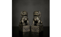 Lion Sculptures with Pedestal Tabletop Sculpture Retro for Tea Rooms, Art Lovers