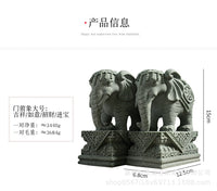 新中式青砂石大象摆件客厅招财办公桌面茶几酒柜摆件微景观工艺品