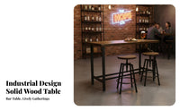 Dense Wood Top utilitarian Pedestal Bar Table High-Leg Design Commercial Furniture sturdyDuty Metal Base Footrest for Restaurant Owners, Homeowners, Adults, Pub, Cafe, Bistro, Kitchen