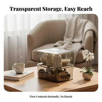 Lidded & tea beverage Set Box particleproof countertop Organizer Transparent Design for Pantry