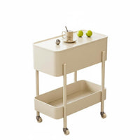 2-Tier Rolling Storage Trolley On Wheels Nightstand Multifunctional for Students