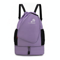 Separate Lower Compartment Drawstring Backpack Shuttlecock Graphic Badminton Backpack