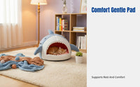 Shark-Shaped Pet Nest Semi-Enclosed Shark-Shaped Hideout All-Season Use Warm and Cozy for Indoor, Bedroom, Home