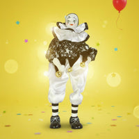 Dangling Leg Clown Doll Porcelain Head and Limbs Sitting Ceramic Clown Big Top Themed Ceramic Fool Figure Doll for Collectors, Desk Ornament