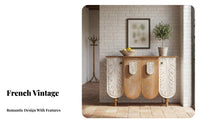 2-Door Floor Cabinet French Design Distressed 2-Door Cabinet Vintage Inspired Carved Ornamentation for Homeowners, Hallmanner