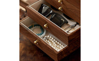Jewelry Box with Glass Door Walnut Rotating Jewelry Organizer Cabinet-Style Furniture for Vanity, Bedroom
