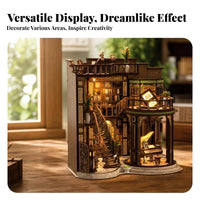 Decorative DIY Wooden Book-Hall Kit Easy to Assemble LED Miniature Bookstore
