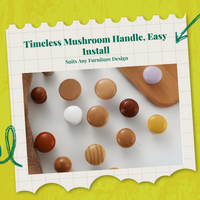 Wooden Cabinet Knob, Mushroom Shape Handle, Natural Wood
