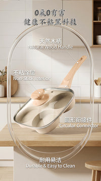 Non-Stick 4-Hole Egg Frying Pan with Lid, Mini Pancake Pan
