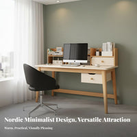 Study Desk with Bookshelf Open Shelving Desk with Hutch Wide Desktop Writing Table for Students, Small Areas, Bedroom, Dorm Room