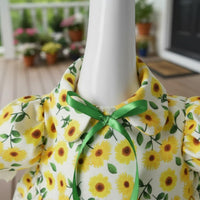 2 Pieces Floral Goose Dress Set Country Design Lawn Ornament Apparel Lace Trim
