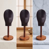 Mannequin Head with Wooden Base Sturdy Head Mannequin Hat Display Stand for Boutique Owners