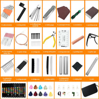 106-Piece Guitar Tool Kit with Guitar Picks, Finger Protectors, Bridge, Nut, Saddle, and String Expander