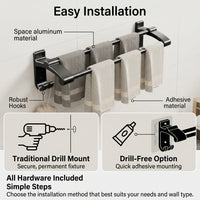 Bathroom Towel Storage and Rail for Homeowners, Space Aluminum Wall Mounted Rack, Kitchen Durable