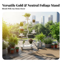 With Wheels Rolling Flower Pot Rack Space-Saving Multi-Tier Plant Stand Stable Base Rolling Plant Shelf Easy to Clean for Balcony, Living Room, Corner