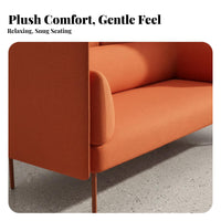 Semi-Enclosed Shape Highrear Privacy Sofa Creates Private Space Banquette utilitarian aesthetic Lounge Seating Minimalist Aesthetic for Interior Designers, Office Managers, Business Owners, Reception Area, Break Room