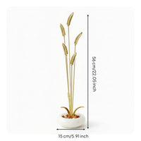 Brass Wheat Sculpture with Jade Bowl Light-Luxury Tabletop Ornament Slender