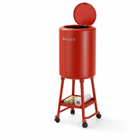 Garbage Can with Shelf Wheeled Rolling Trash Bin Smooth for Kitchen, Elderly