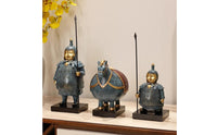 3 Pieces Terracotta Warrior Figurines Collectible Souvenir Elegant for Office